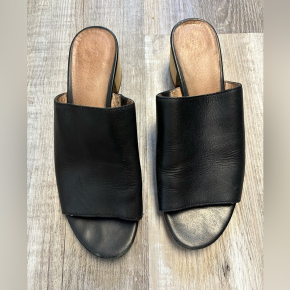 Madewell Black Leather Mules Block Heel - Picture 2 of 11